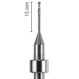 Fraise d'usinage Zircone pour usineuse DCS, longueur 53 mm, 2 lames, col 15 mm, mandrin 6 mm, 015. Acurata