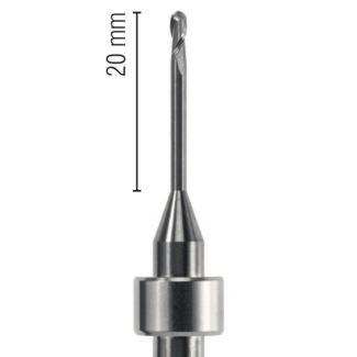 Fraise d'usinage Zircone pour usineuse DCS, longueur 53 mm, 2 lames, col 20 mm, mandrin 6 mm, 020. Acurata