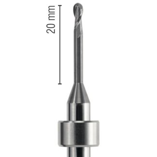 Fraise d'usinage Zircone pour usineuse DCS, longueur 53 mm, 2 lames, col 20 mm, mandrin 6 mm, 025. Acurata