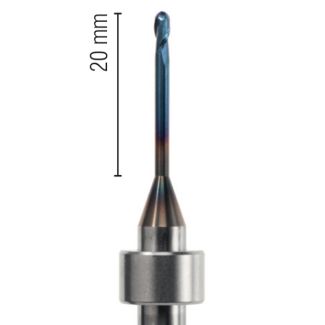 Fraise d'usinage Zircone pour usineuse DCS, longueur 53 mm, 2 lames avec traitement AC-Blue, col 20 mm, mandrin 6 mm, 020. Acurata